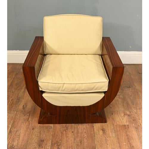 Art Deco Club Chair in Leather For Sale - Image 3 of 7