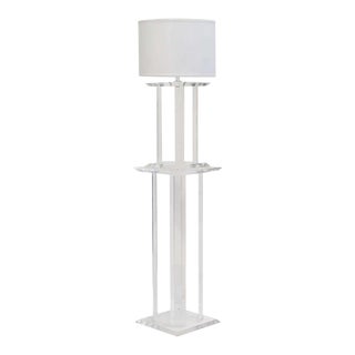 Vintage Lucite Pedestal with Lamp For Sale