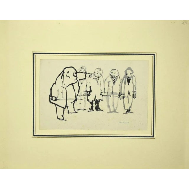 The Order is an original drawing artwork in black marker and watercolor on paper realized by Mino Maccari in the 1960s....