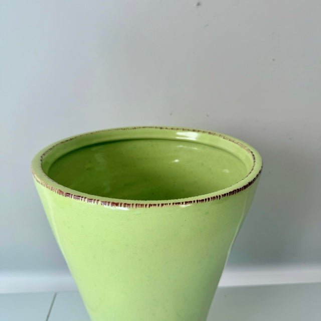 Italian Vietri Style Green Cone Vase For Sale - Image 3 of 8