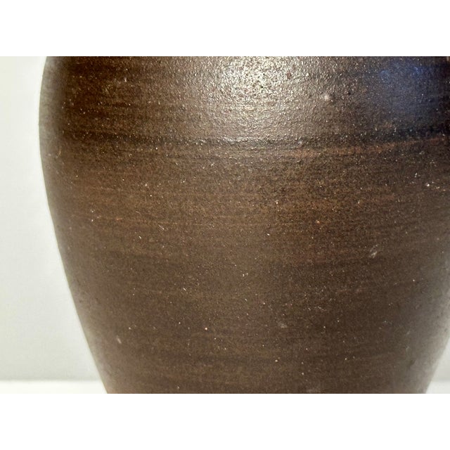 1960s Brown Studio Ceramic Vase with Incised Decoration by Ilse Grohmann, Germany, 1960s For Sale - Image 5 of 11