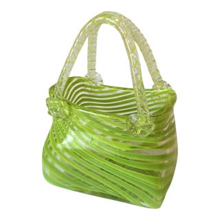 Vintage Hand Blown Murano Style Purse Vase For Sale