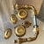 Pair of Sherle Wagner-style lever door handles / doorknobs and escutcheons // vintage hardware for French doors // cast brass with gilt For Sale - Image 9 of 16
