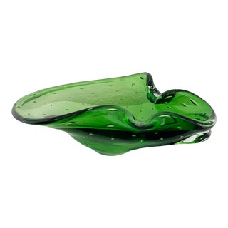 Green Art Glass Dish Catchall, 1960s For Sale