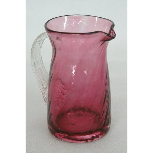 Pilgrim Style Cranberry Glass Miniature Pitcher with Clear Handle For Sale - Image 11 of 11