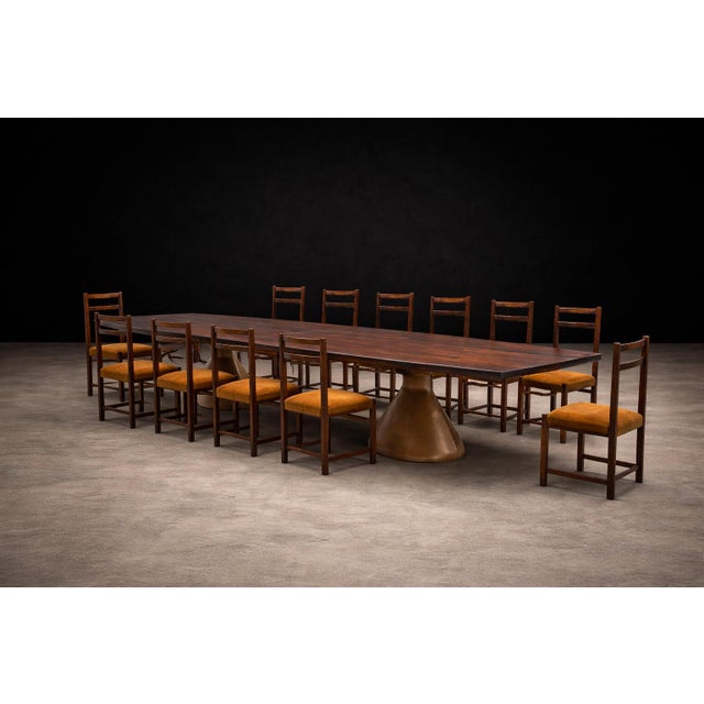Monumental Set of Twelve Brazilian Modern Rosewood Dining Chairs by Celina With Saddle Mohair Upholstery, Brazil, 1960s For Sale - Image 10 of 14