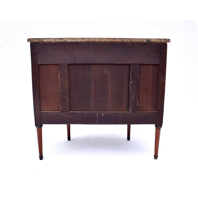 French 19th Century Marquetry Demi-Lune Server Commode, Specimen Marble Top For Sale - Image 9 of 17