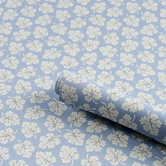 Schumacher SAMPLE - Schumacher X Rita Konig Olive Wallpaper In Sky For Sale - Image 4 of 5