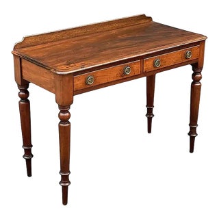 English Writing Table or Desk of Mahogany With Two Drawers on Turned Legs For Sale