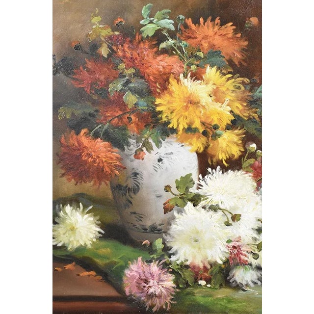 P. Valmon, Dahlias, Oil on Canvas, 19th Century, Framed For Sale - Image 3 of 10