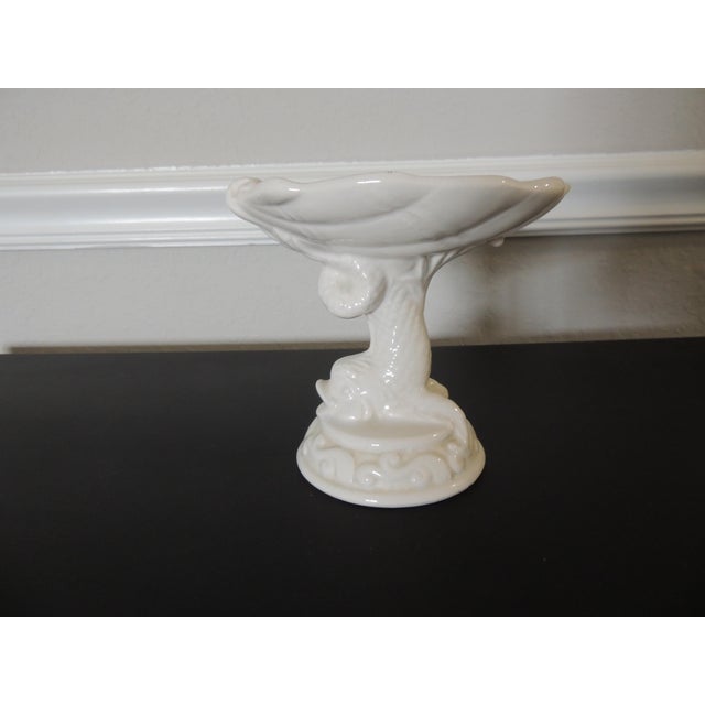 1970s Vintage White Porcelain Asian Dolphin & Shell Soap Dish For Sale - Image 5 of 7