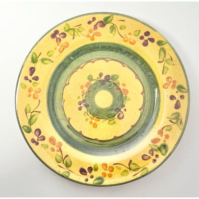 2000s Terre E Provence Ceramic Yellow & Green Salad Plates - Set of 10 For Sale In Dallas - Image 6 of 8