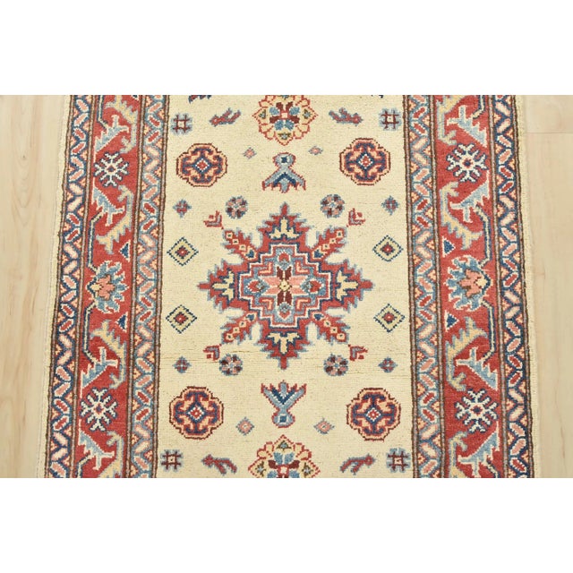 2020s Kazak Runner 2’9” X 9’8” Beige Wool Tribal Hand-Knotted Oriental Rug For Sale - Image 5 of 12