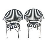 Francois Carre Fan Back Garden Chairs - A Pair For Sale