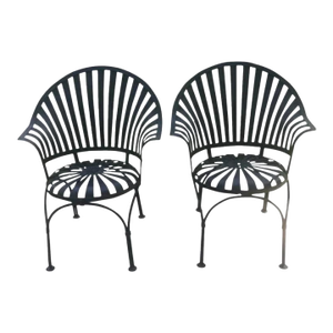 Francois Carre Fan Back Garden Chairs - A Pair