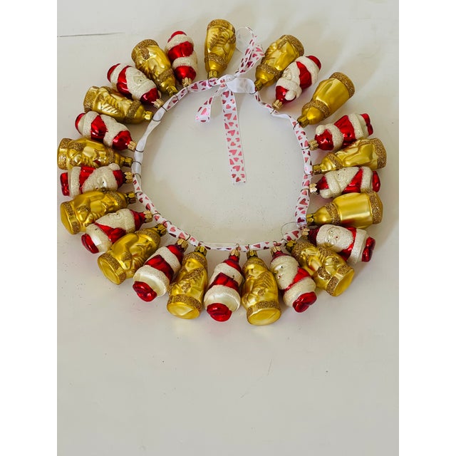 25 pcs vintage European blown glass Christmas ornaments Cute Santa’s in red and gold with glitter.