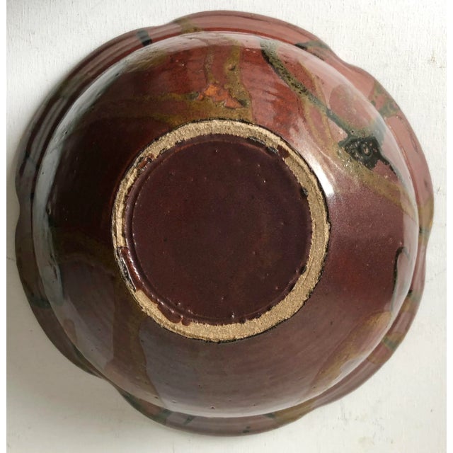 1980s Vintage Studio Art Pottery Abstract 12" Centerpiece Bowl For Sale - Image 5 of 7