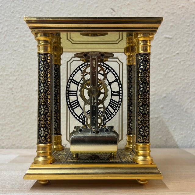 Vintage German Damascene Skeleton Clock For Sale - Image 4 of 6