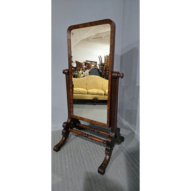 Brown Regency Mahogany Cheval Mirror, 1830 For Sale - Image 8 of 14