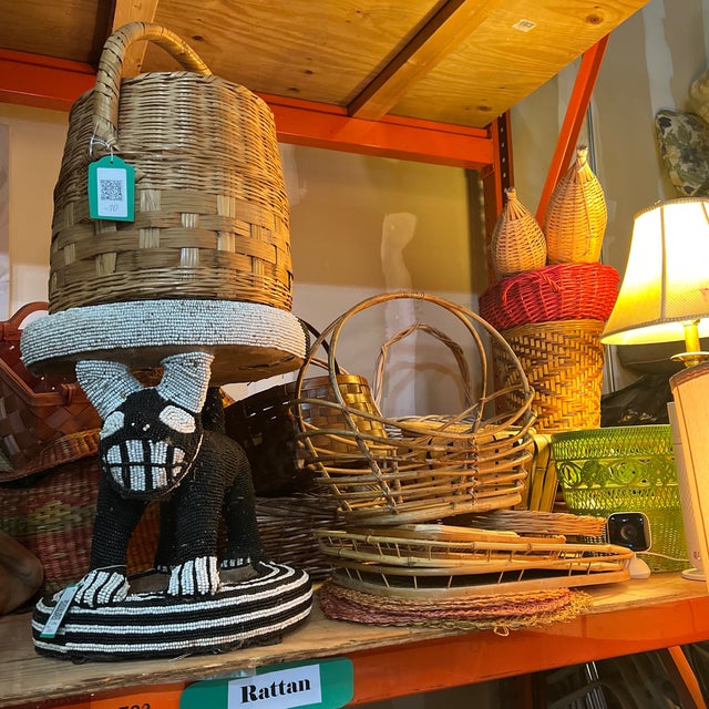 Up for consideration is a vintage simple boho wooden basket. Wooden/wicker baskets are a staple item, add this one to your...