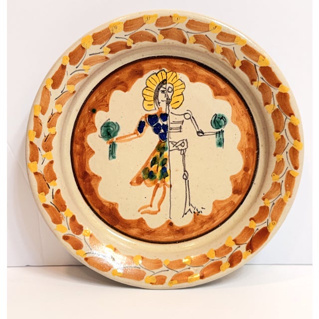Mexican Vintage Mexican Majolica Day of the Dead Salad Plates - A Pair For Sale - Image 3 of 7