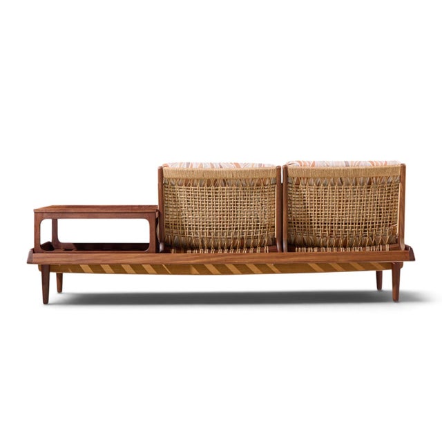 Hans Olsen Model 161 Danish Teak and Cane Modular 2-Seat Sofa With Table - Pair For Sale - Image 12 of 18