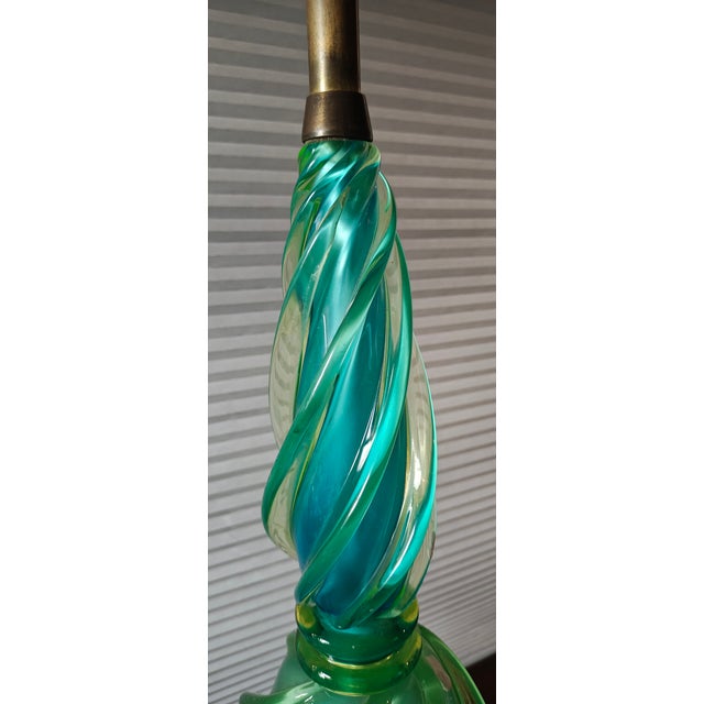 1960s Marbro SMCM Seguso Murano Glass Swirl Design Table Lamps For Sale - Image 9 of 12