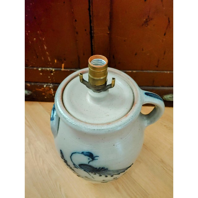 1987 Rockdale Union Stoneware Pottery Bird Design Table Lamp For Sale - Image 4 of 8