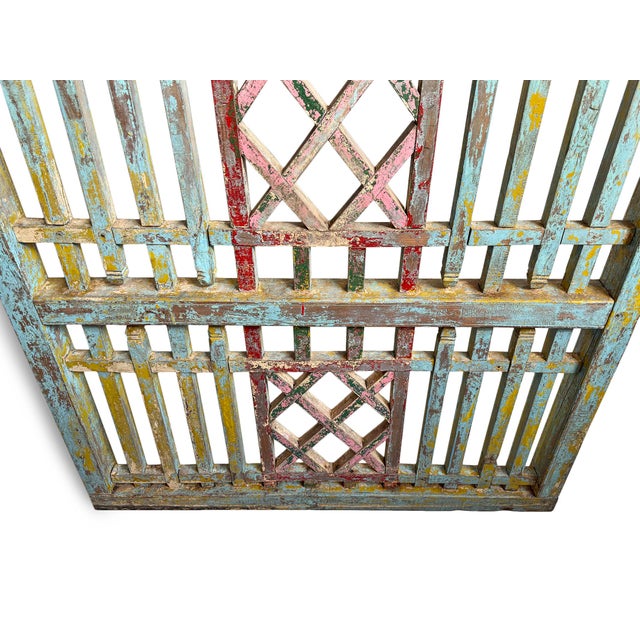Vintage Indian Boho Painted Screen Panel For Sale - Image 4 of 7