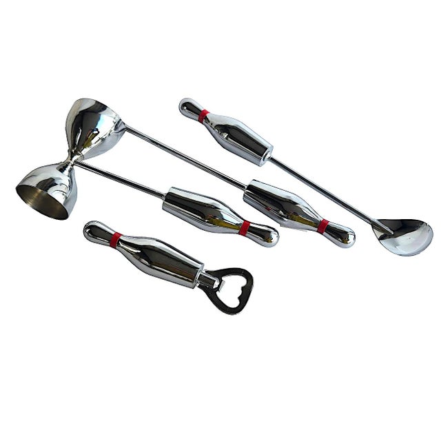 Mid-Century Modern Vintage Cocktail Set With Tools, Shaker, Glass Mixer, and Tray, 9 Pieces For Sale - Image 3 of 10