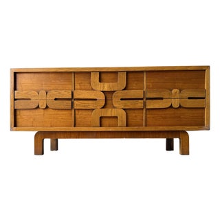 Lane Furniture Brutalist Paul Evans Style Low Dresser Credenza For Sale