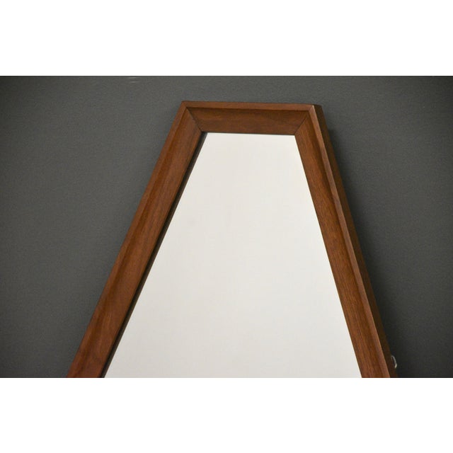 1960s Walnut Diamond Shaped Mid Century Modern Mirror For Sale - Image 4 of 5