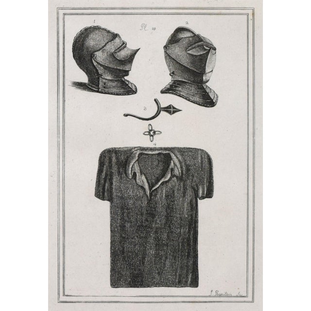 Antique White 19th Century Engravings of Medeival English Armour 1801- A Pair For Sale - Image 8 of 9