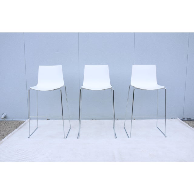 Italian Lievore Altherr Molina for Arper Stackable Catifa Bar Stools, Set of 3 For Sale In New York - Image 6 of 18