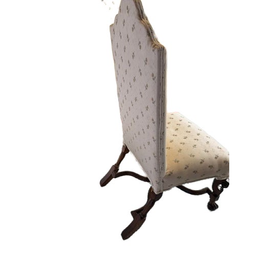 Traditional Set of Four Vintage Tufted Dining Chairs With Carved Wood Bases For Sale - Image 3 of 3