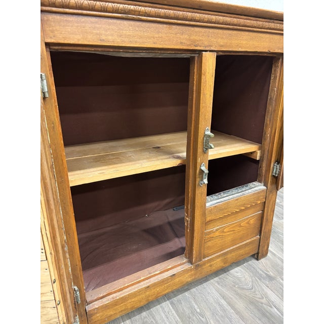 Wood Antique Large Size American Oak and Metal Ice Box Chest Cabinet For Sale - Image 7 of 15