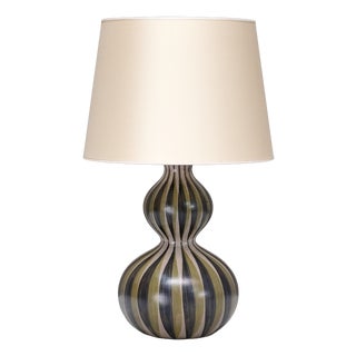 Hand-Painted Ceramic Table Lamp from Eva & Johannes Andersen, Denmark, 1950s For Sale