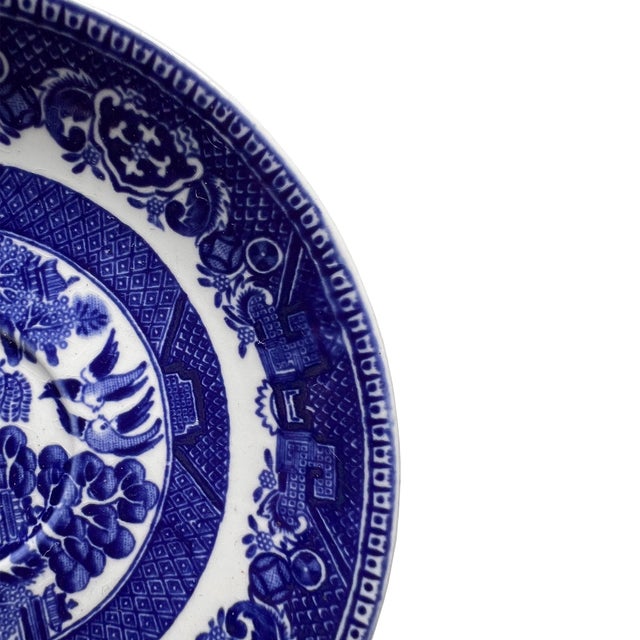 English Antique English Blue Willow Transferware Trinket Dish by Alfred Meakin For Sale - Image 3 of 8