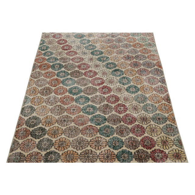 Mid-Century Modern Vintage Zeki Müren Rug With Polychromatic Floral Pattern, From Rug & Kilim For Sale - Image 3 of 7