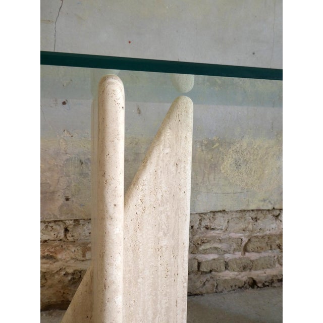 Glass & Travertine Console, 1980s For Sale - Image 12 of 13