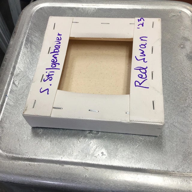 Acrylic on 6" by 1.5” by 6” Stretched Canvas. Artist signed on the back side with S. Stilgenbauer (CA Artist Stephen...