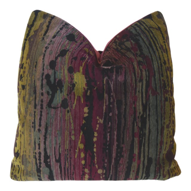 Luxurious Abstract Modern Designer Feather/Down Velvet Pillow For Sale