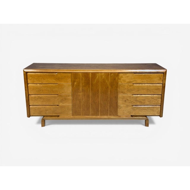 Edmund J Spence, Swedish Mid-Century Modern, Standard Dresser, Burled Maple, Bentwood, Sweden, 1960s A fully refinished...