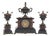 Antique Samuel Marti French Rouge Marble &Bronze 8 Day Mantle Clock Garniture For Sale