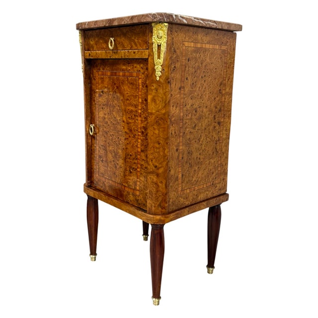 Empire style cabinet or nightstand, France, late 19th / begining of the 20th century. Solid mahogany and burl walnut...