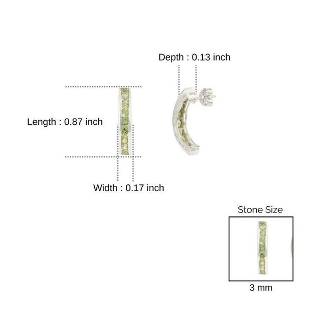 Silver August Birthstone Peridot Half Hoop Earrings for Her, A Pair For Sale - Image 9 of 11