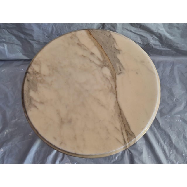 Wood 1950s Pairs of French Neoclassical Gilt Wood and Marbel Top Side Table 25'' Round For Sale - Image 7 of 11