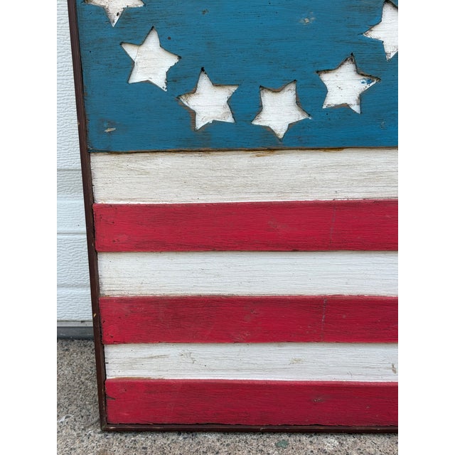 Vintage Americana Wooden Ameican Flag Betsy Ross Wall Art For Sale - Image 4 of 7