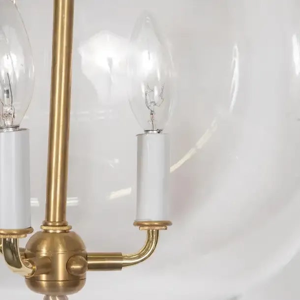 Gold Early 21st Century "Fishbowl" Glass & Brass Pendant 1 For Sale - Image 8 of 10