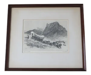 Early 20th Century Antique R.H. Palenske "Joining the Circle" Original Etching Print
